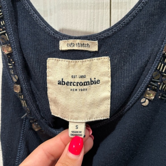 ABERCROMBIE KID’S Sequin Ribbed Stretchy Tank Top - navy, size S - Picture 3 of 4